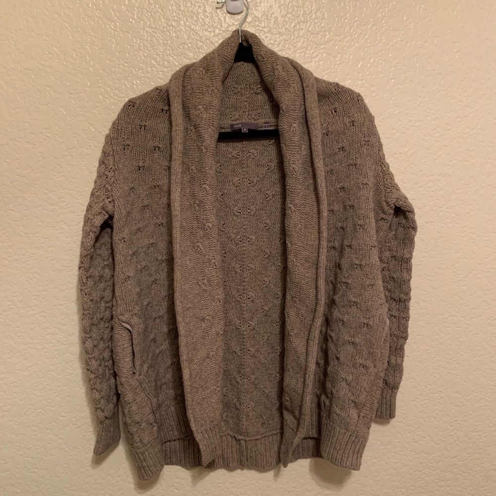 VINCE taupe cardigan EUC